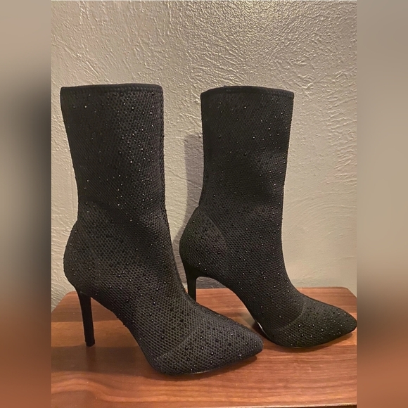 Qupid Rhinestone Sock Boots Sz 6 - Picture 3 of 4